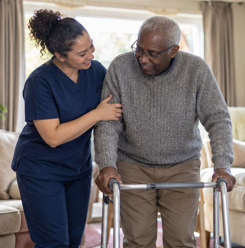 Caregiver offering practical help at home